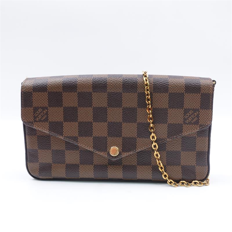 Pre-owned Louis Vuitton Pochette Felicie Damier Eben Coated Canvas Shouldet Bag