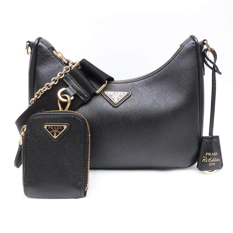 Pre-owned Prada Re-edition Black Calfskin Shoulder Bag