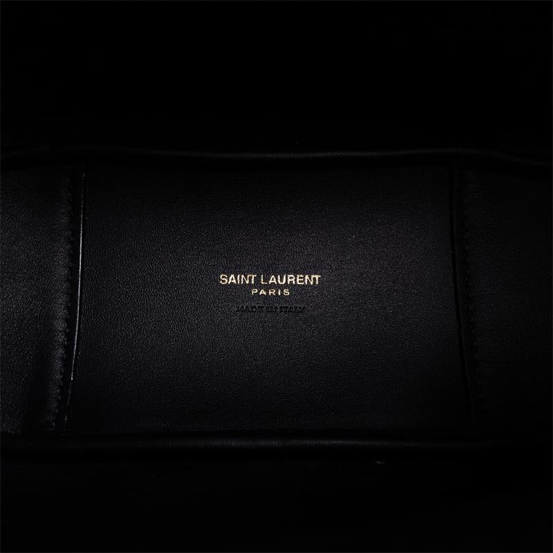 Pre-owned Saint Laurent LE 5 A 7 Black Calfskin Bucket-HZ