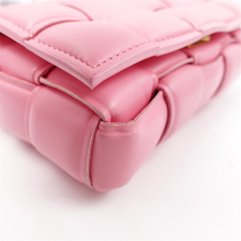 Pre-owned Bottega Cassette Pink Calfskin Shoulder Bag