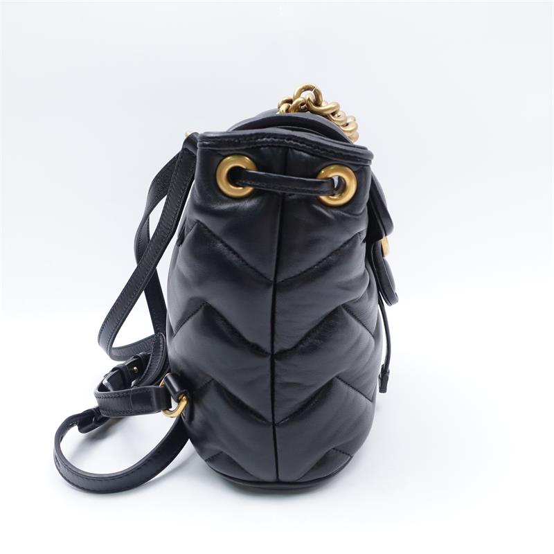 Pre-owned Gucci Women GG Marmont Black Lambskin Backpack