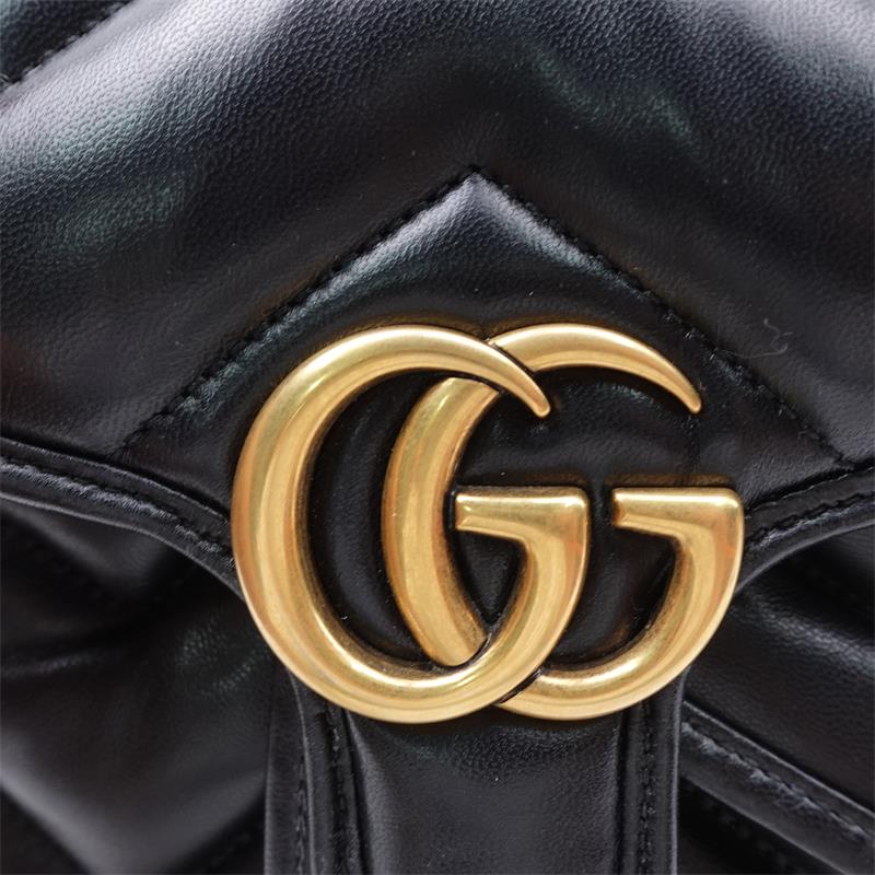 Pre-owned Gucci Women GG Marmont Black Lambskin Backpack