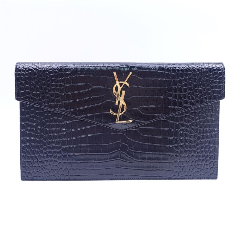 Pre-owned Saint Laurent Black Calfskin Clutch