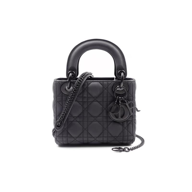 Pre-owned Dior Lady Black Calfskin Shoulder Bag