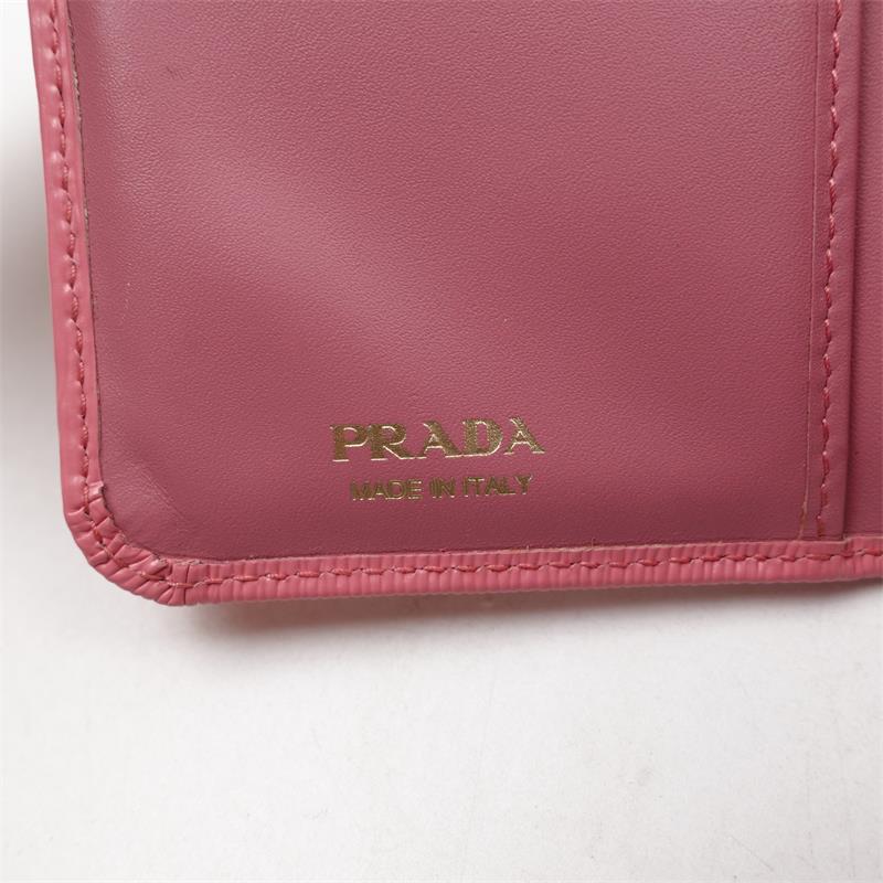 Pre-owned Prada Pink & Gold Calfskin Wallet-TS