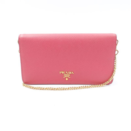 Prada Pink Saffiano Wallet On Chain