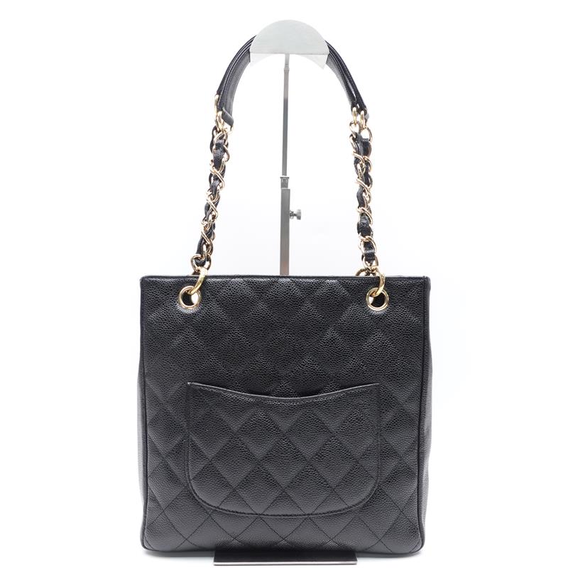 Pre-owned Chanel Shopping Tote Pst Black Calfskin Shoulder Bag