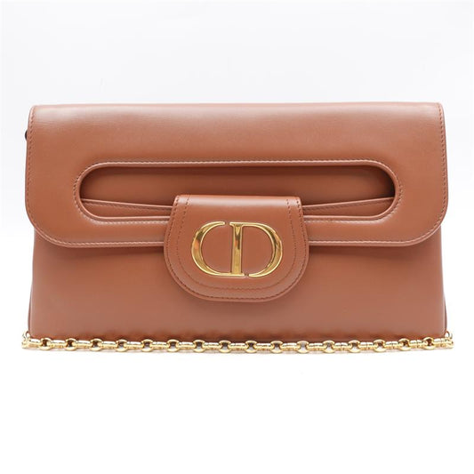 Pre-owned Dior Double Brown Calfskin Shoulder Bag - HZ
