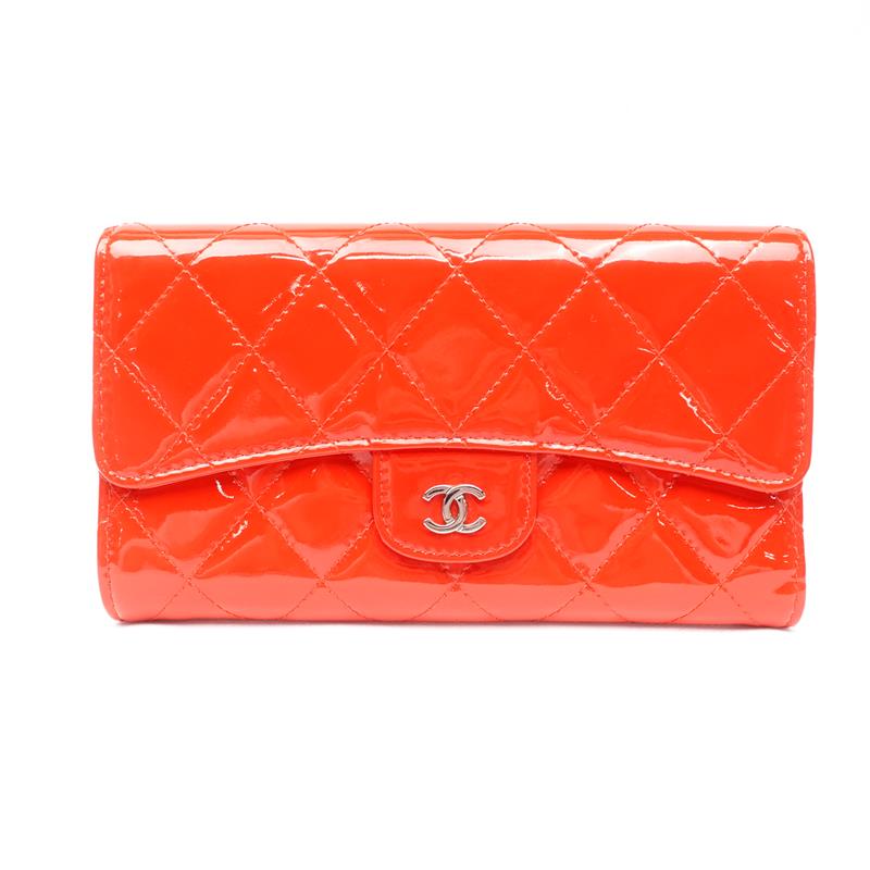 Pre-owned Chanel Orange Vernis Long Wallet