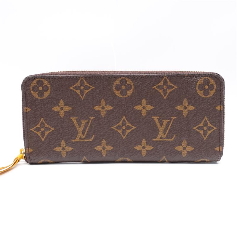 Pre-owned Louis Vuitton Clemence Monogram Brown & Yellow Wallet