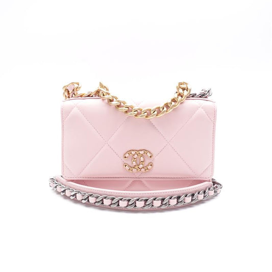 Pre-owned Chanel Pink Lambskin Shoulder Bag-HZ