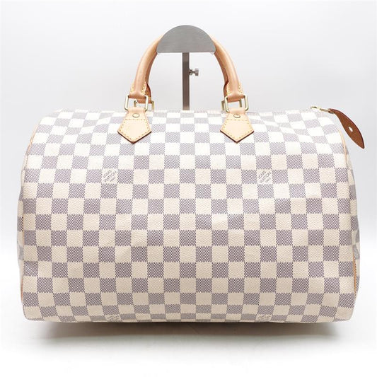 【DEAL】Pre-owned Louis Vuitton Speedy 35 Damier Azur White Coated Canvas Tote - TS