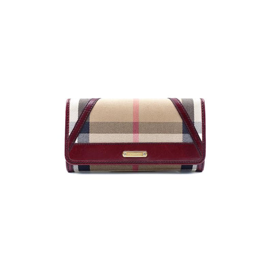 Pre-owned Burberry Red Coated Canvas Wallet