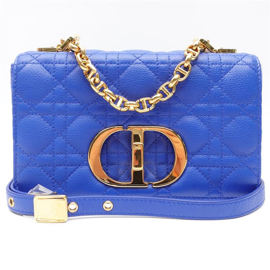 Pre-owned DIOR CARO Cobalt Blue Calfskin Shoulder Bag