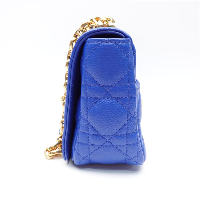 Pre-owned DIOR CARO Cobalt Blue Calfskin Shoulder Bag