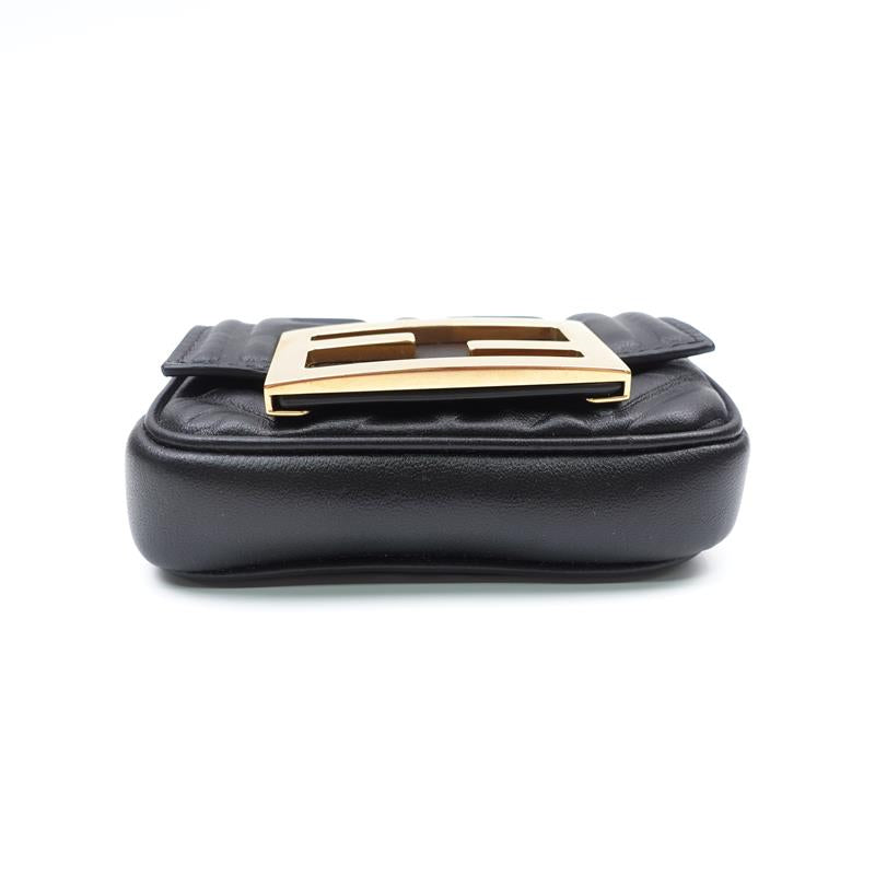 Pre-owned Fendi Baguette Mini Black Calfskin Shoulder Bag