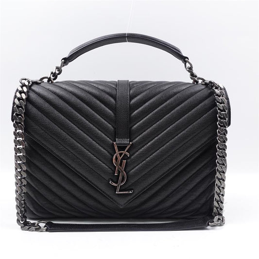 Saint Laurent College Black Calfskin Shoulder Bag