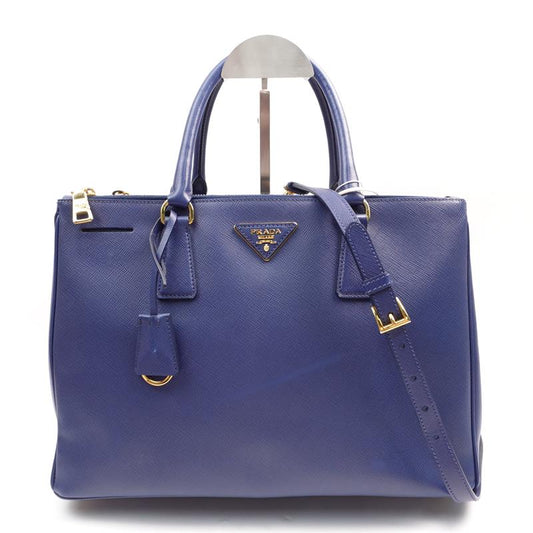Pre-owned Prada Galleria Blue Saffiano Shoulder Bag - HZ