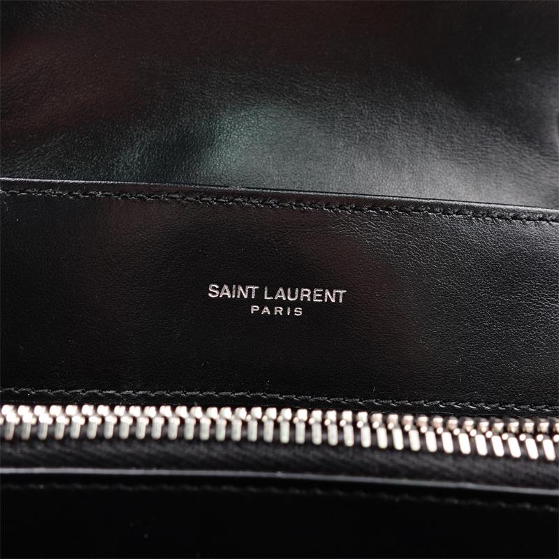 Pre-owned Saint Laurent Loulou Medium Black Calfskin Shoulder Bag