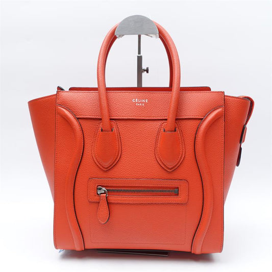 Pre-owned Celine Luggage Orange Micro Calfskin Leather Tote