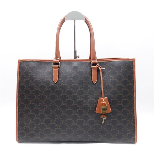 Pre-owned Celine Cabas Brown Coated Canvas Shoulder Bag