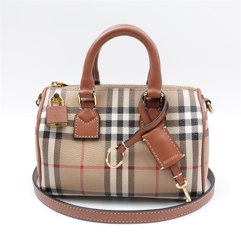 Burberry Brown Nova Coated Canvas Boston Bag