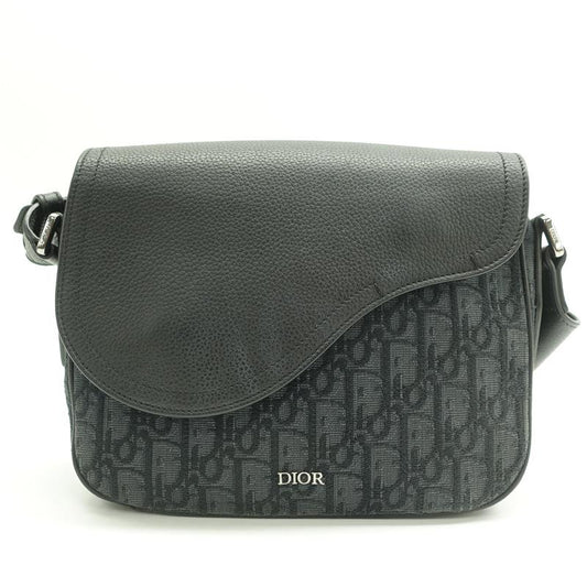 Pre-owned Dior Black Leather & Canvas Shoulder Bag-HZ