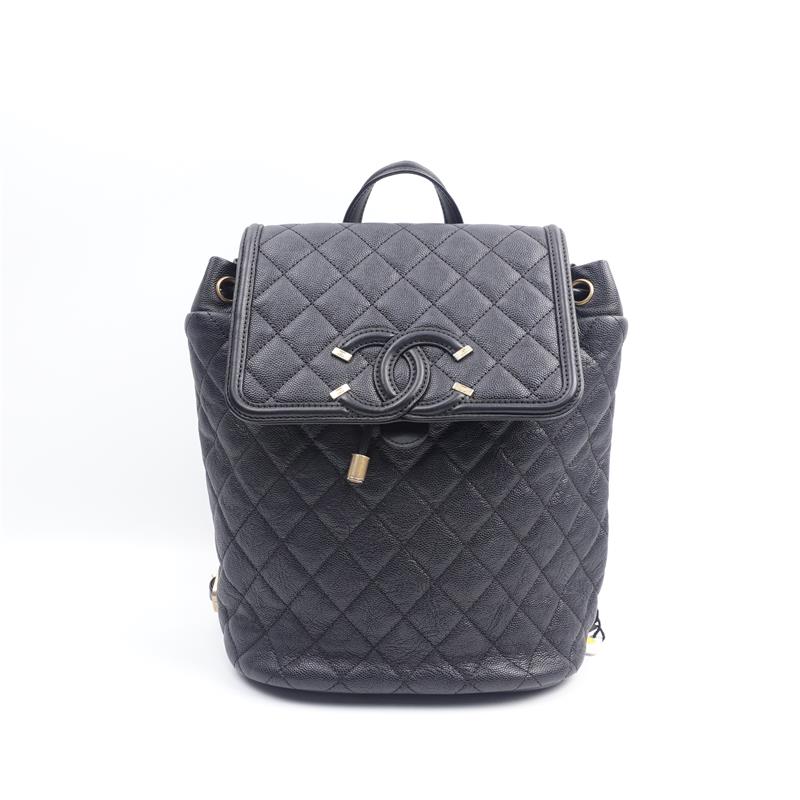 Pre-owned Chanel Black Calfskin Backpack-HZ