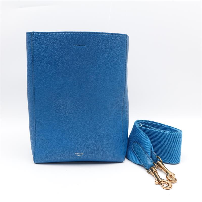 【DEAL】Pre-owned  Celine SANGLE BUCKET Blue Calfskin Shoulder Bag-HZ