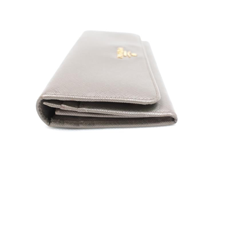 Pre-owned Prada Grey Calfskin Long Wallet