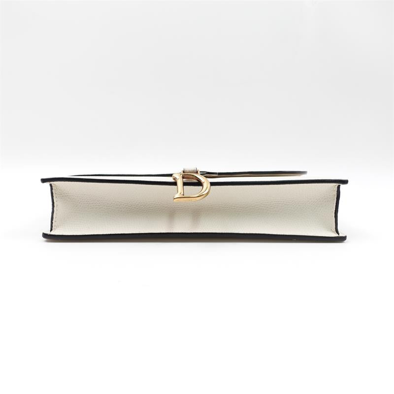 Pre-owned Dior WOC White Calfskin Shoulder Bag-TS