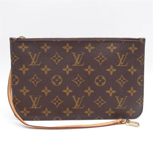 Pre-owned Louis Vuitton Coated Canvas Clutches & Wristlets Neverfull Pouch Brown Monogram Wristlet-HZTT
