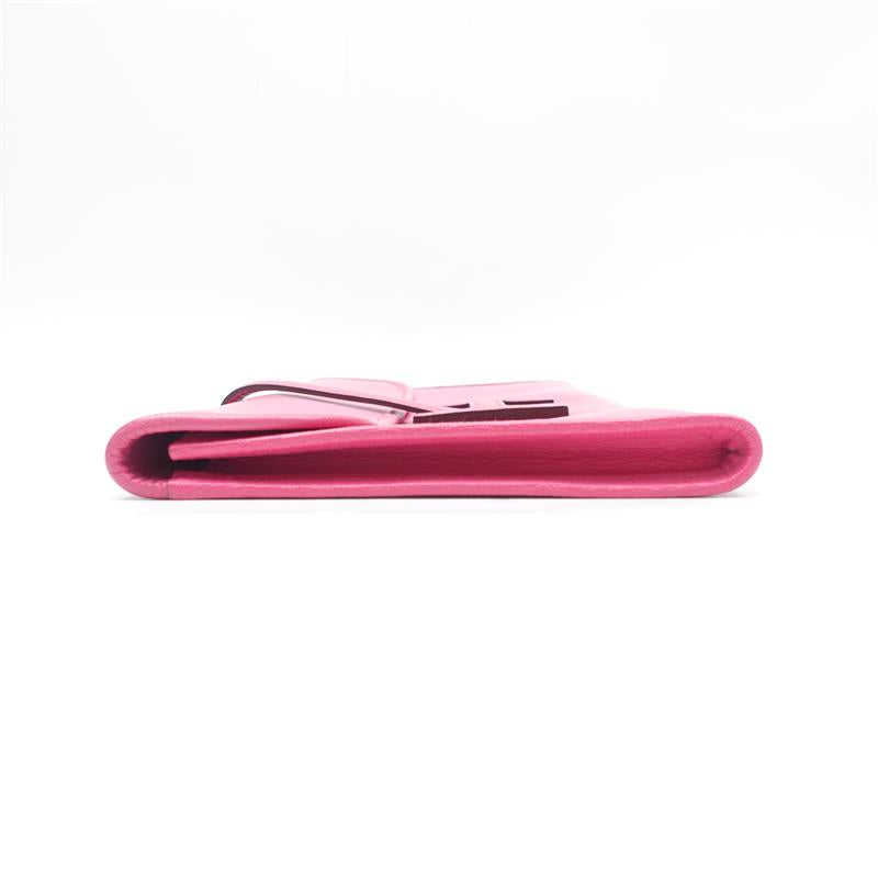 Pre-owned Hermes Jige Fushia Pink Leather Clutch