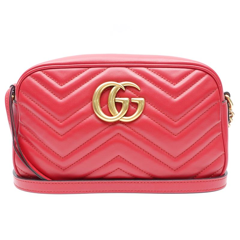 [Deal] Pre-owned Gucci Red Marmont Calfskin Shoulder Bag