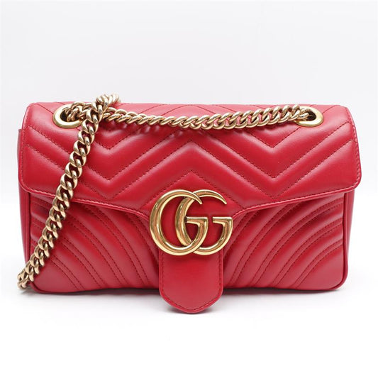 【deal】Pre-owned GUCCI GG Marmont Red Calfskin Crossbody-HZ