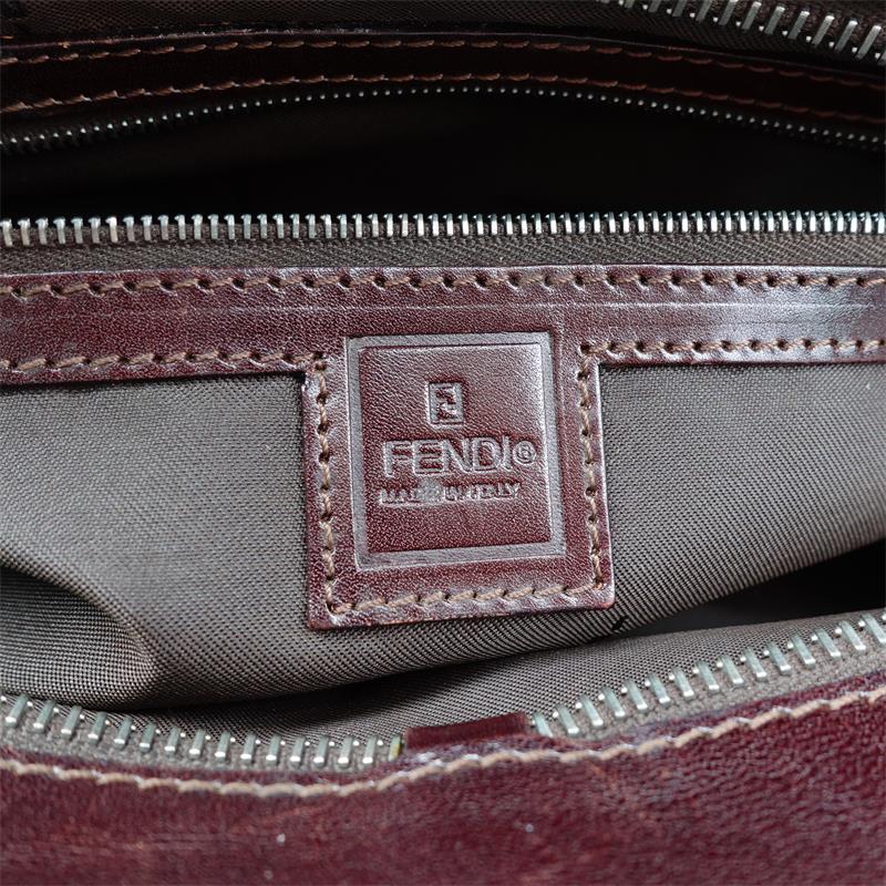 Pre-owned Fendi Boston Brown Canvas Handbag-HZ