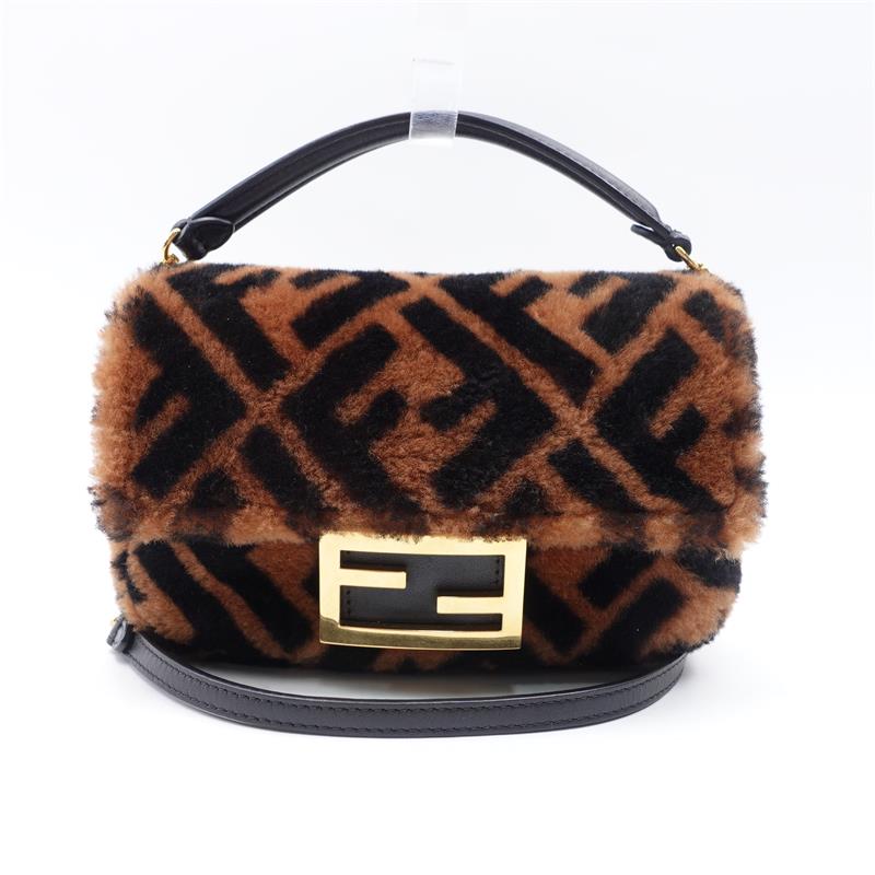 Fendi Baguette Monogram Fur Mini Shoulder Bag