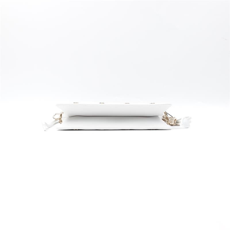 Pre-owned Dior White Rattan Check Gold Butterfly Rivet Shoulder Bag-HZ