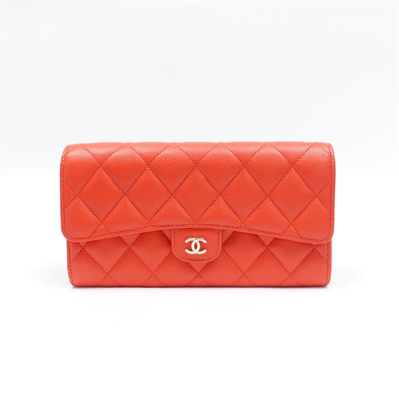 Pre-owned Chanel Orange Calfskin Wallet