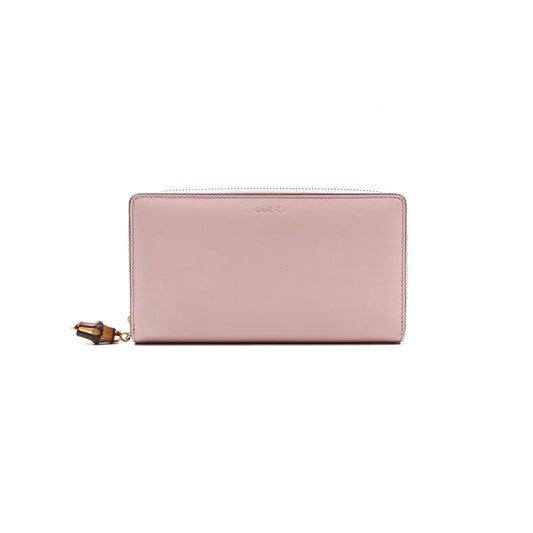 【DEAL】Gucci Pink Calfskin Bamboo Zippy Wallet