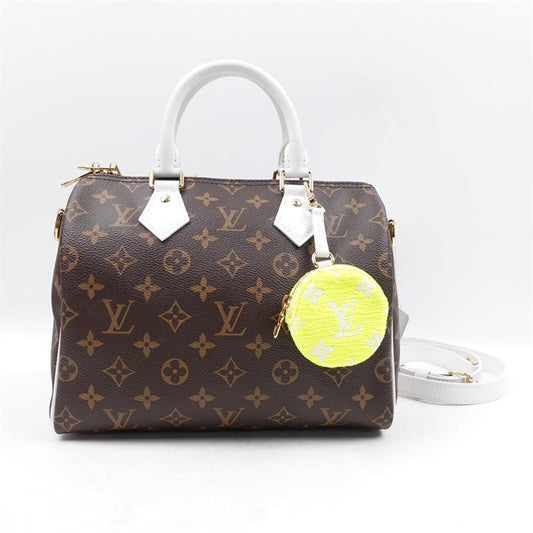Pre-owned Louis Vuitton Speedy 25 Brown Coated Canvas Shoulder Bag-TS