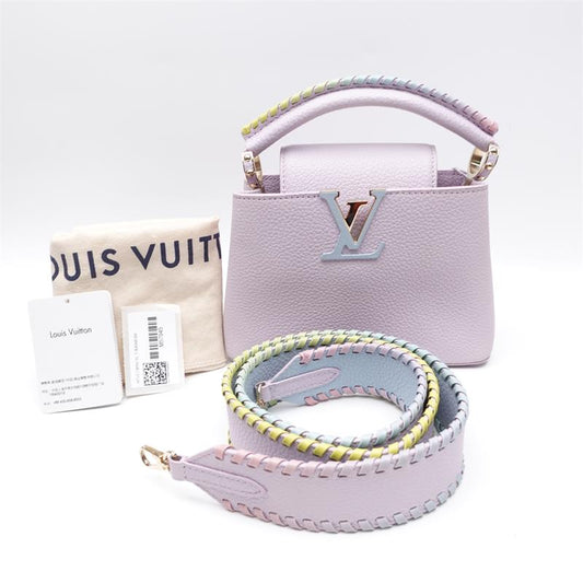 Pre-owned Louis Vuitton Capucines Purple Calfskin Shoulder Bag