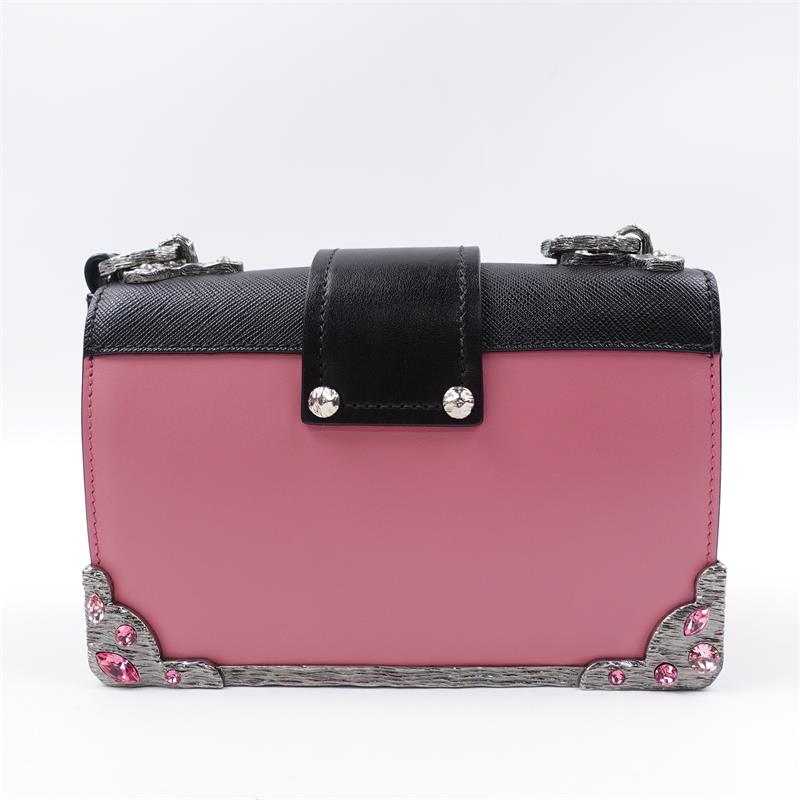 Pre-owned Prada Cahier Pink Calfskin Shoulder Bag-TS