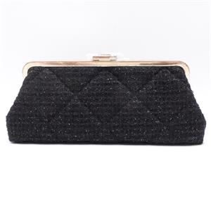 Pre-owned CHANEL Wool Clutches & Wristlets Black/Gold Clutch-HZTT