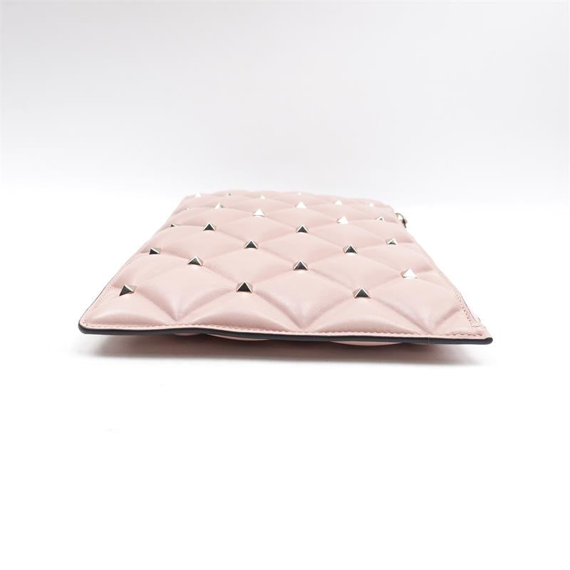 【Deal】Valentino Rockstud Pink Lambskin Leather Clutch-TS