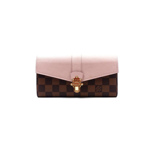 Louis Vuitton Clapton Monoram Coated Canvas Pink Calfskin Wallet