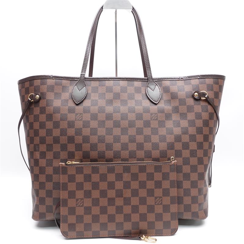 Pre-owned Louis Vuitton Neverfull GM Damier Ebene Coated Canvas Tote Bag With Red Interior