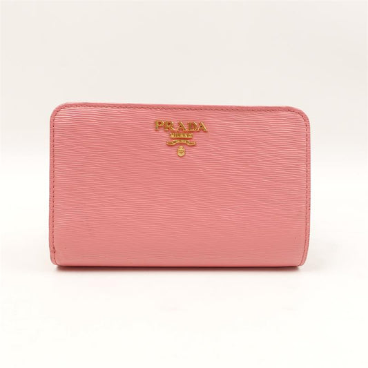 Pre-owned Prada Pink & Gold Calfskin Wallet-TS