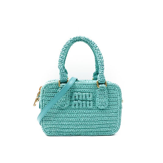 Pre-owned Miumiu Blue Canvas Handle Bag-HZ