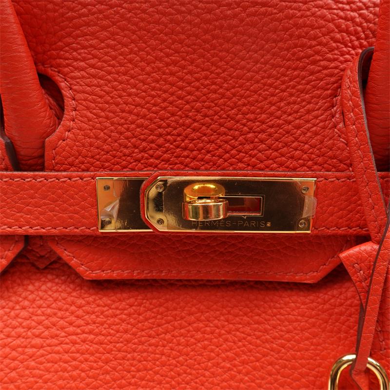 Pre-owned Hermes Birkin 30 Orange Calfskin Shoulder Bag-TS
